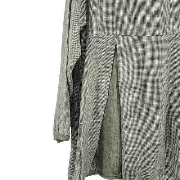 Aly Wear Women's 100% Linen Houndstooth Button Front Top Lagenlook- M - Picture 7 of 8